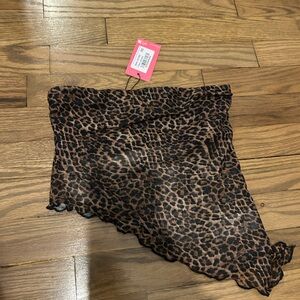 Edikted Brown Animal Print Strapless Top